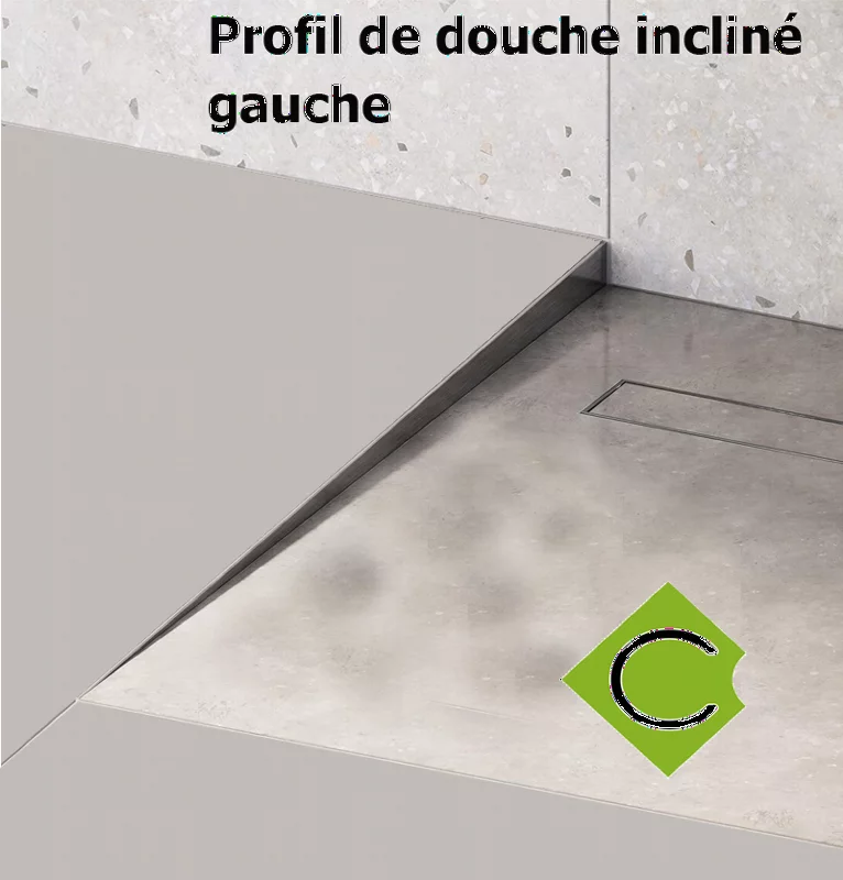 Profilé de douche incliné Inox brossé gauche 148cm