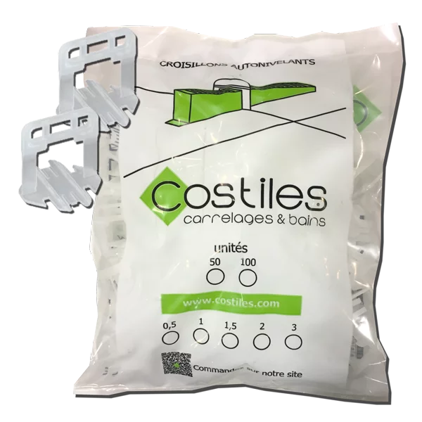 Croisillons Autonivelant 1mm  sac de 100pcs Clips+ COSTILES