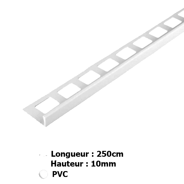 10mm pvc blanc 2.5 profil droit - LUXP-CPVC10BL