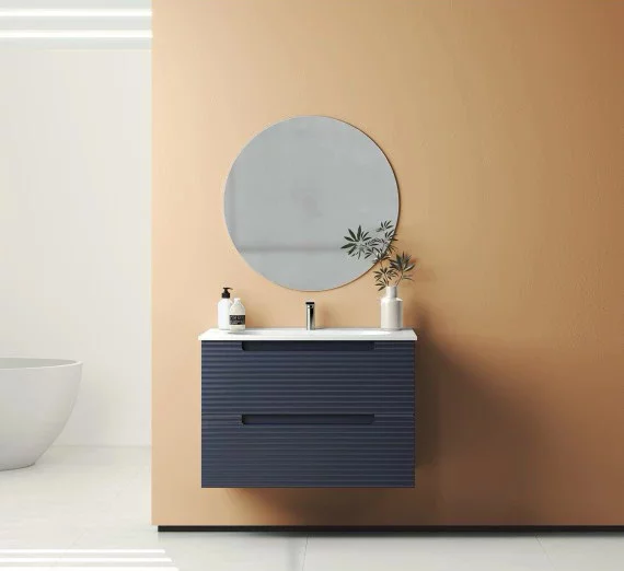 Ensemble meuble KYOTO + vasque céramique ADA - 80cm Noir