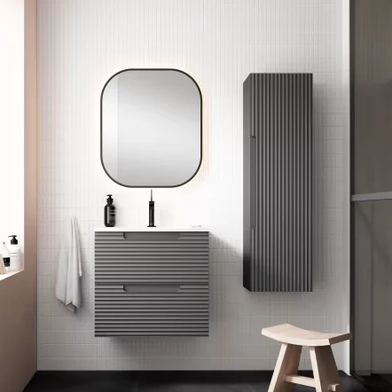 Ensemble meuble KYOTO + vasque céramique ADA - 80cm Ceniza