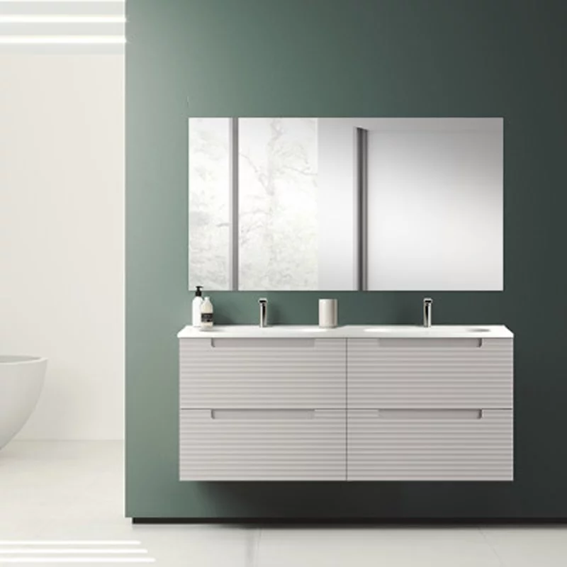 Ensemble meuble KYOTO + double vasque céramique ADA - 120cm Blanc