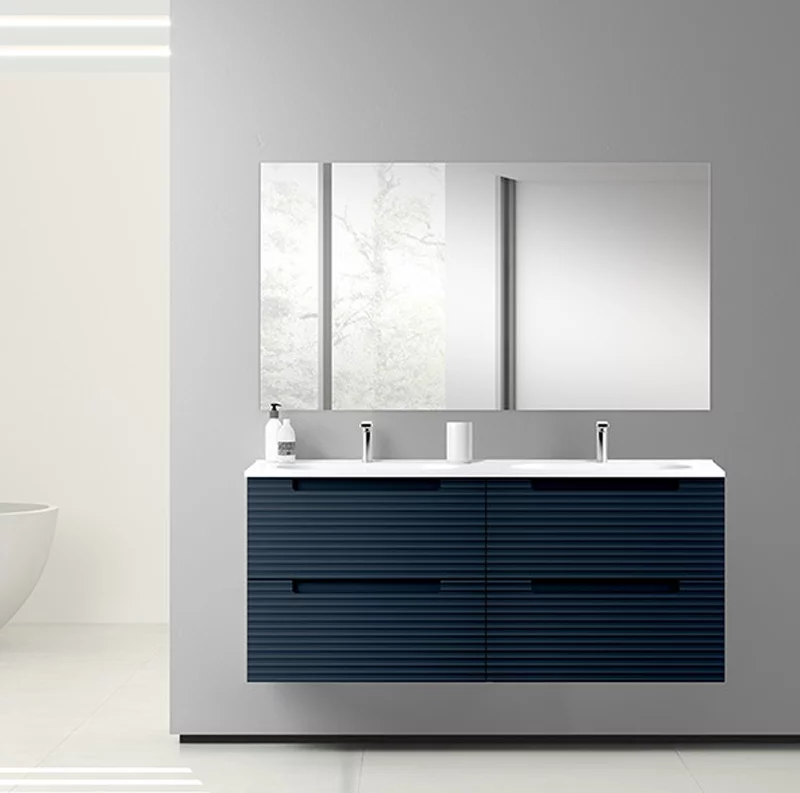 Ensemble meuble KYOTO + double vasque céramique ADA - 120cm Navy