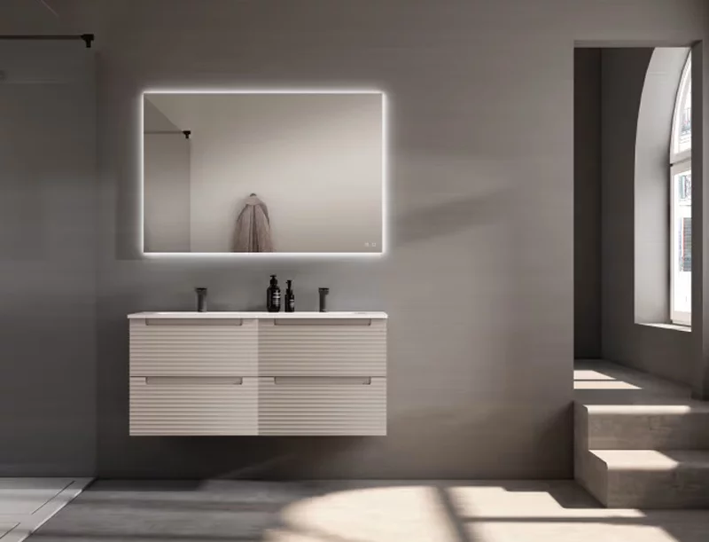 Ensemble meuble KYOTO + double vasque céramique ADA - 120cm Cotton