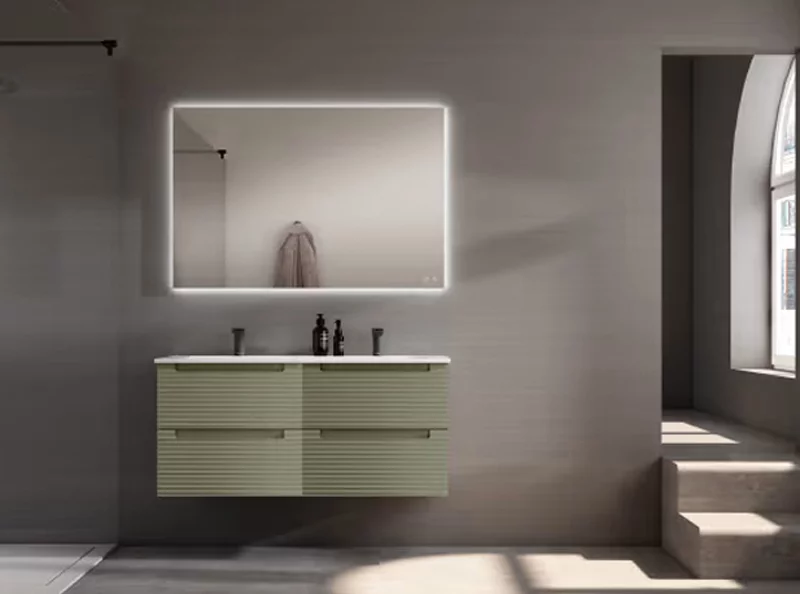 Ensemble meuble KYOTO + double vasque céramique ADA - 120cm Musgo