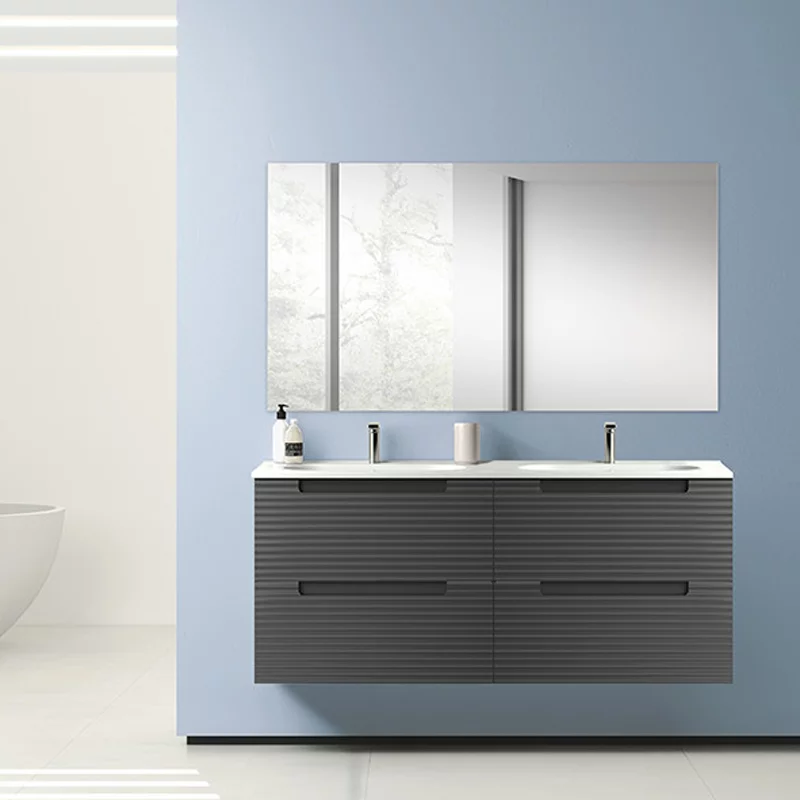 Ensemble meuble KYOTO + double vasque céramique ADA - 120cm Ceniza