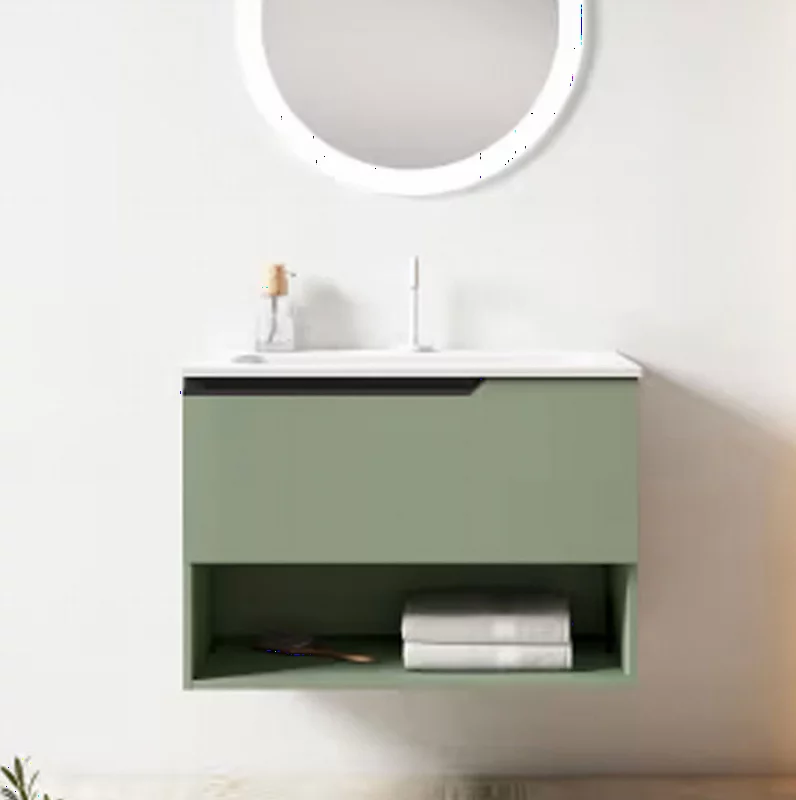 Ensemble meuble ELEVEN + vasque céramique FLAT - 60cm musgo