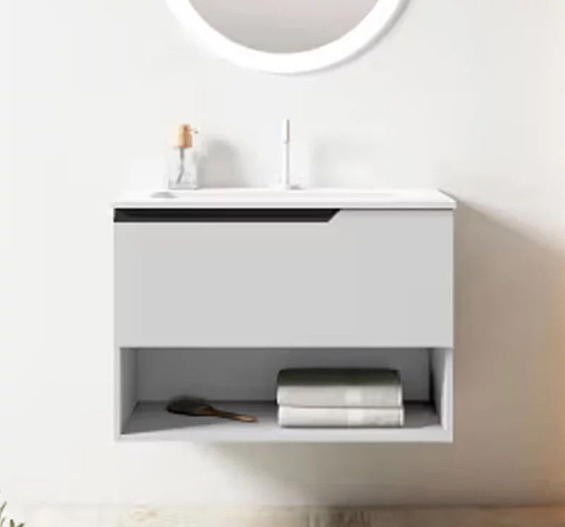 Ensemble meuble ELEVEN + vasque céramique FLAT - 80cm Blanc