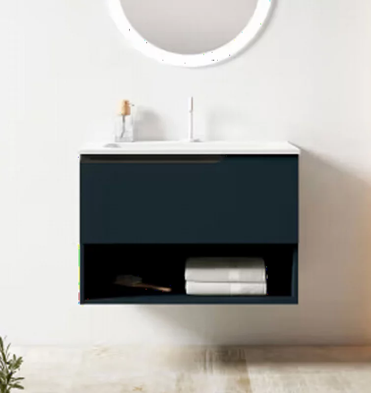 Ensemble meuble ELEVEN + vasque céramique FLAT - 80cm Navy