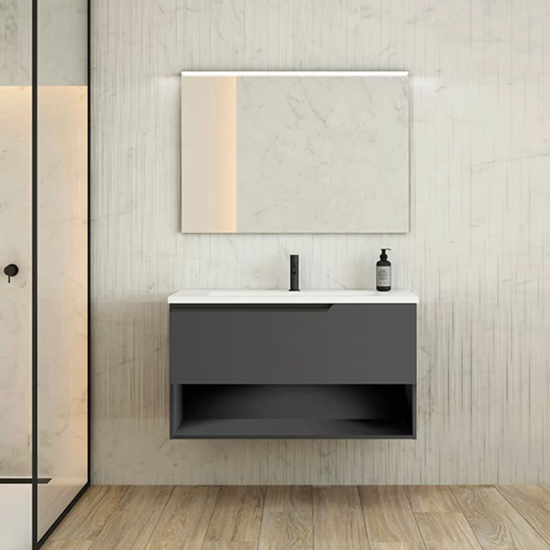 Ensemble meuble ELEVEN + vasque céramique FLAT - 100cm Ceniza