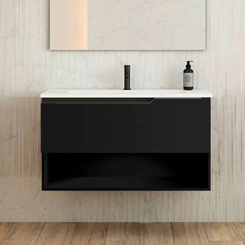 Ensemble meuble ELEVEN + vasque céramique FLAT - 100cm Noir