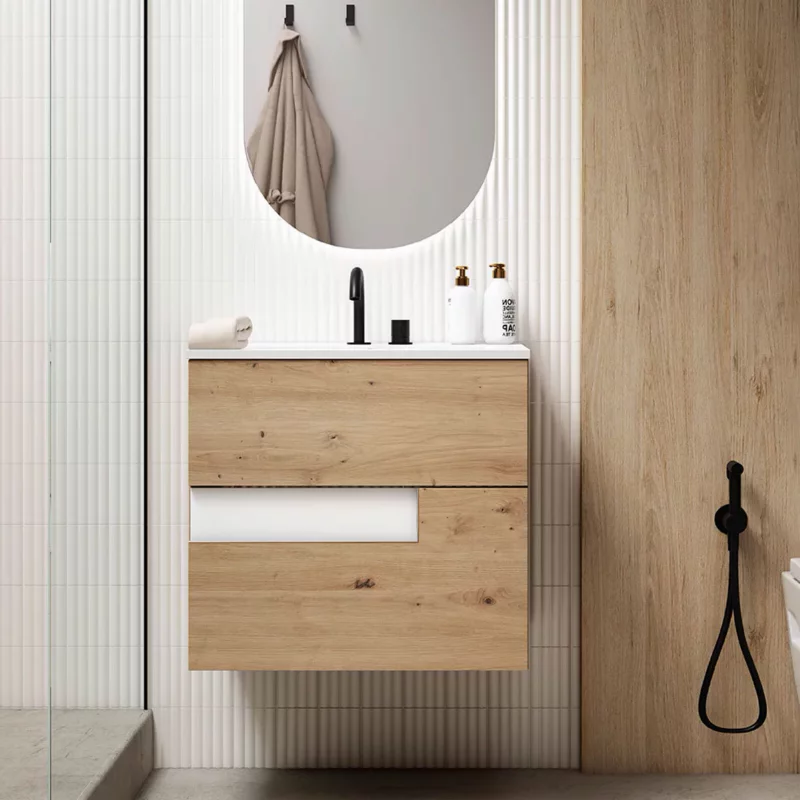 Ensemble meuble VISION + vasque céramique FLAT - 60cm Costa/Blanc