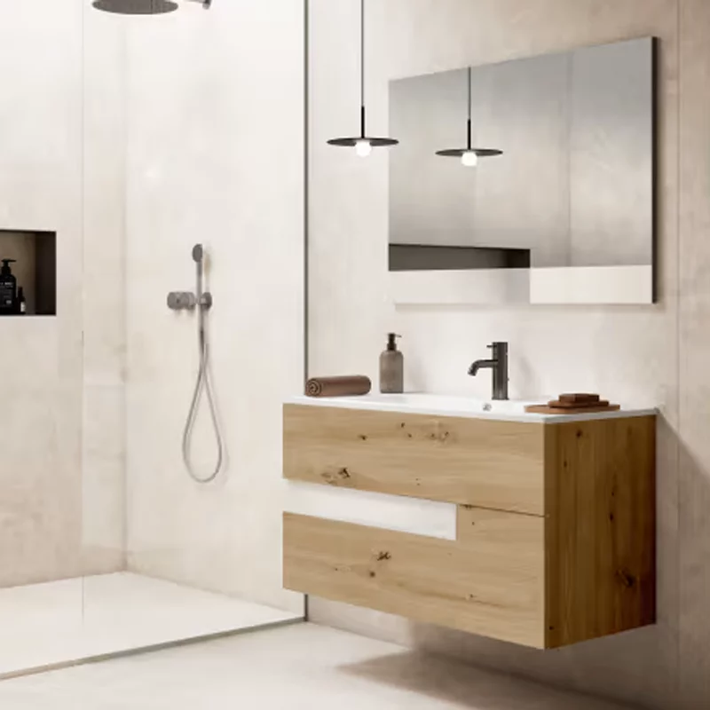 Ensemble meuble VISION + vasque céramique FLAT - 80cm Costa/Blanc