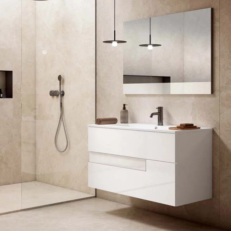 Ensemble meuble VISION + vasque céramique FLAT - 80cm Nieves/Blanc