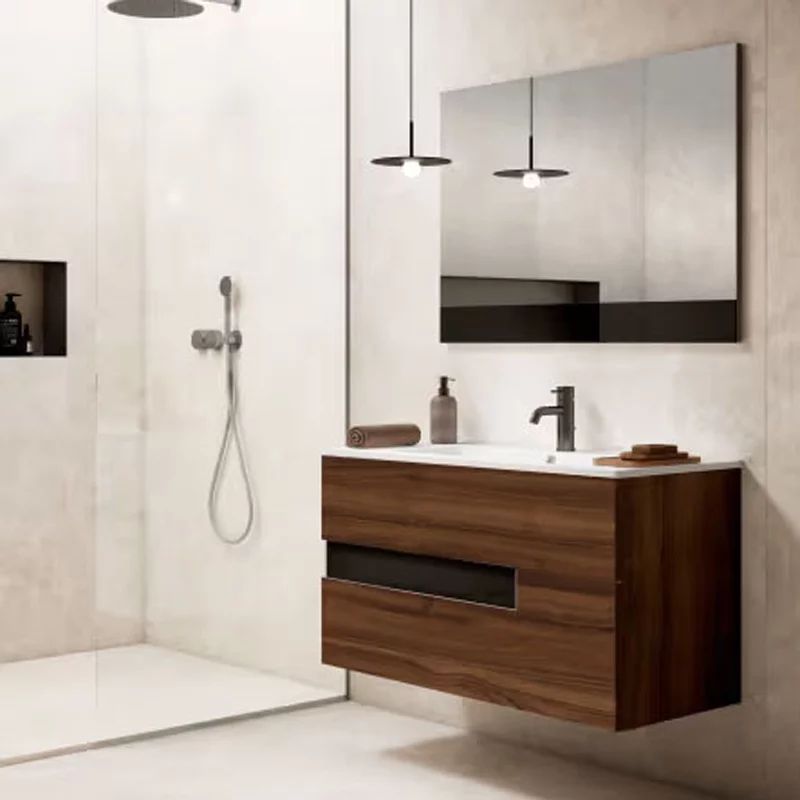 Ensemble meuble VISION + vasque céramique FLAT - 80cm Valenti/Noir