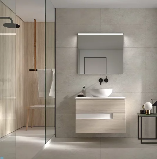 Ensemble meuble VISION + vasque céramique FLAT - 80cm Aliso/Blanc