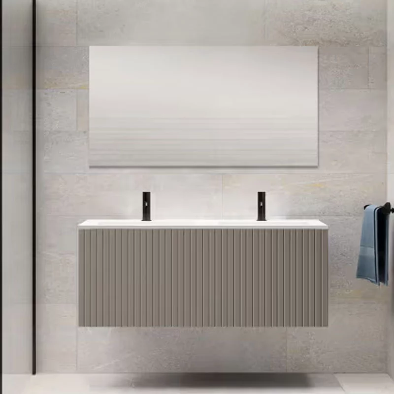 Ensemble meuble BARI + double vasque céramique FLAT - 120cm Quarzo