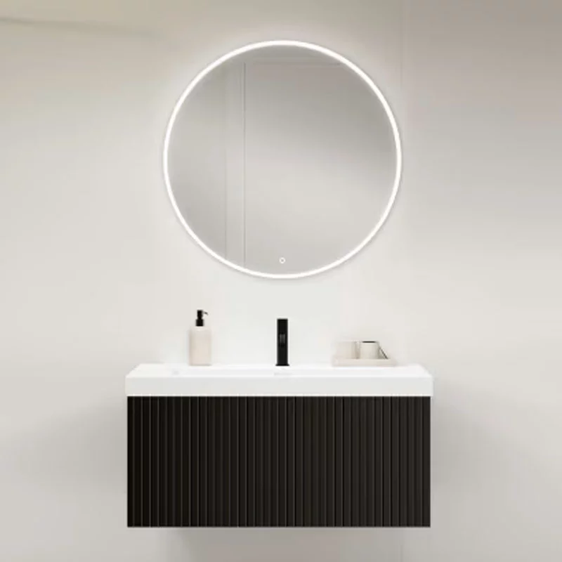 Ensemble meuble BARI + vasque céramique FLAT - 80cm Black