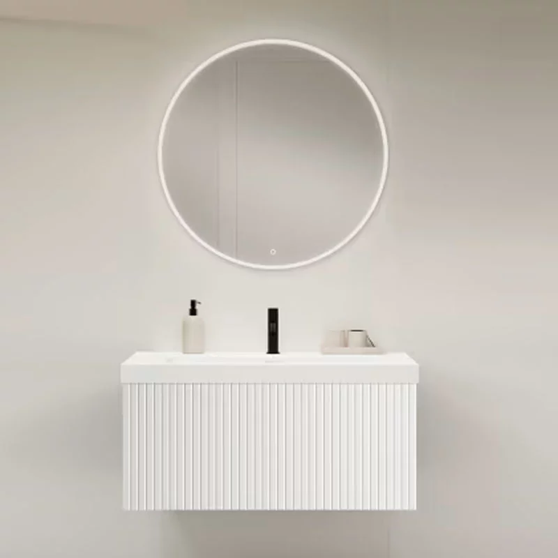 Ensemble meuble BARI + vasque céramique FLAT - 80cm Blanco