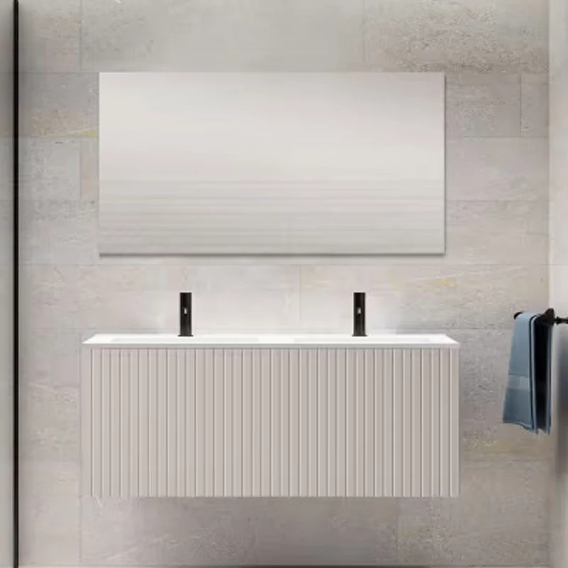 Ensemble meuble BARI + double vasque céramique FLAT - 120cm Cotton