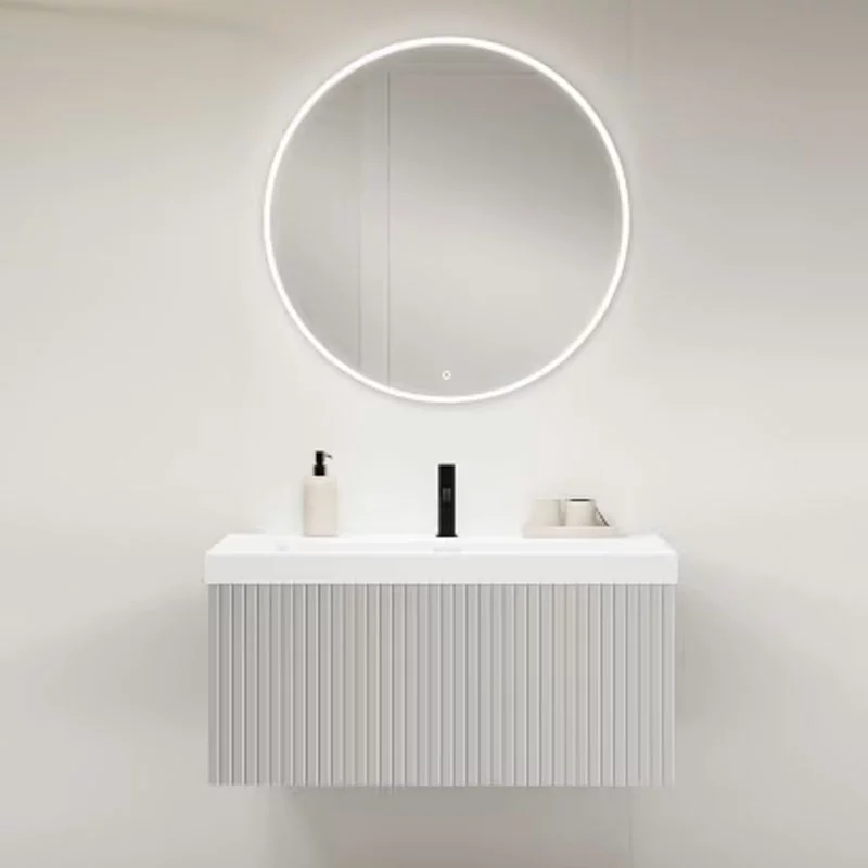 Ensemble meuble BARI + vasque céramique FLAT - 100cm Griggio