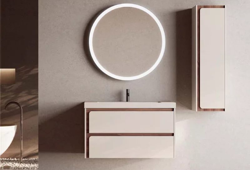 Ensemble meuble INDICO + vasque céramique Flat 100cm Cotton/Valenti