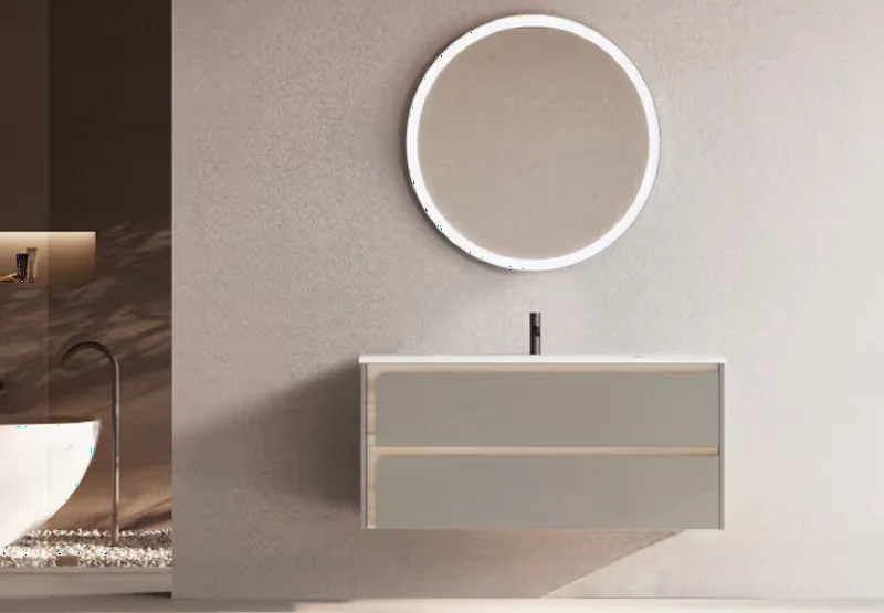 Ensemble meuble INDICO + vasque céramique Flat 100cm Quarzo/Aliso