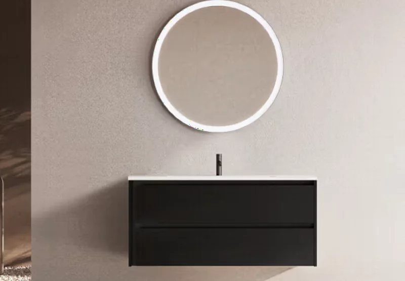 Ensemble meuble INDICO + vasque céramique Flat 100cm Noir/Noir