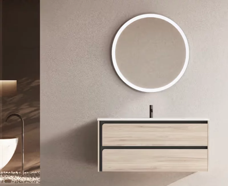 Ensemble meuble INDICO + vasque céramique Flat 100cm Aliso/Noir