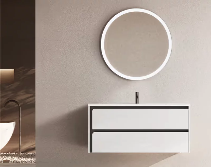 Ensemble meuble INDICO + vasque céramique Flat 100cm Blanc/Noir