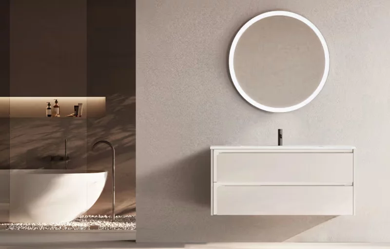 Ensemble meuble INDICO + vasque céramique Flat 100cm Cotton/Blanc