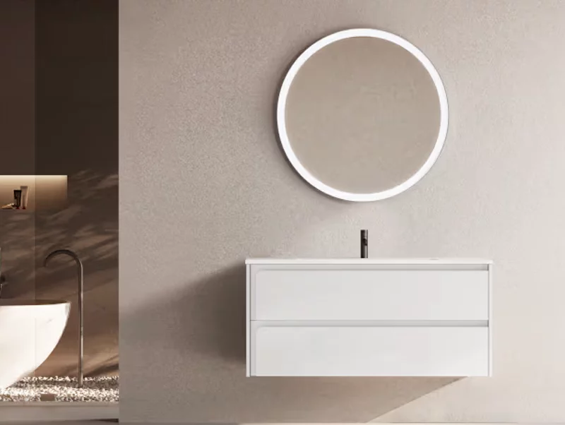 Ensemble meuble INDICO + vasque céramique Flat 100cm Blanc/Blanc