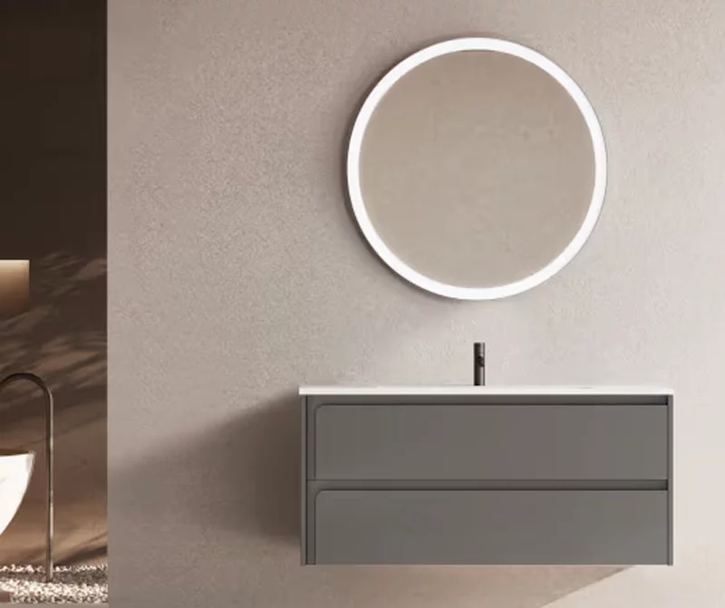 Ensemble meuble INDICO + vasque céramique Flat 100cm Ceniza/Ceniza