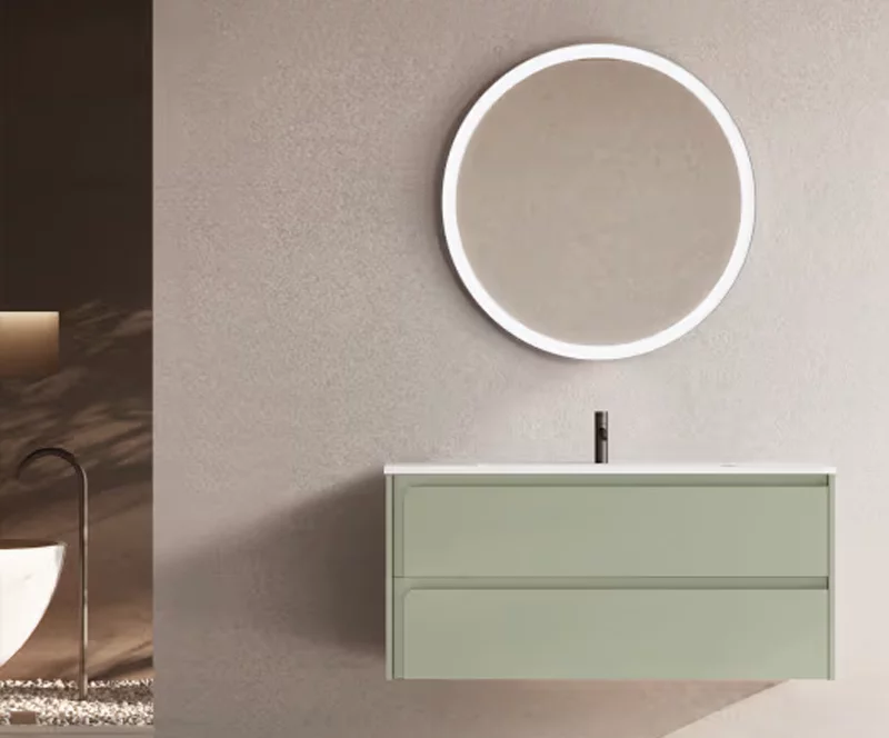 Ensemble meuble INDICO + vasque céramique Flat 100cm Musgo/Musgo