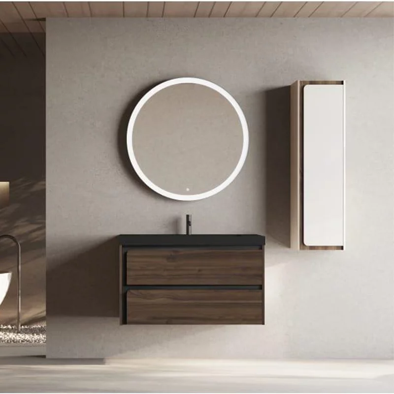 Ensemble meuble INDICO + vasque céramique Flat 80cm Valenti/Noir