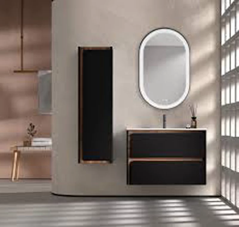 Ensemble meuble INDICO + vasque céramique Flat 60cm Noir/Valenti