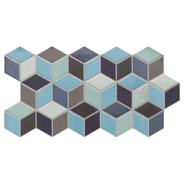 carrelage hexagonal Rhombus Blue brillant