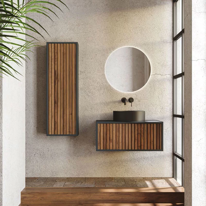 Ensemble meuble ORIENT 60cm Gris-walnut + vasque céramique NEVADA