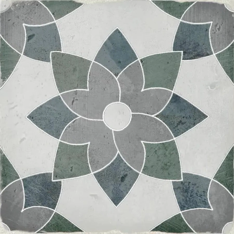 Carrelage décor aspect vieilli Antique Flora 15x15cm E236565
