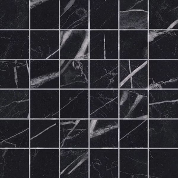 carrelage Marquina black mosaico brillant
