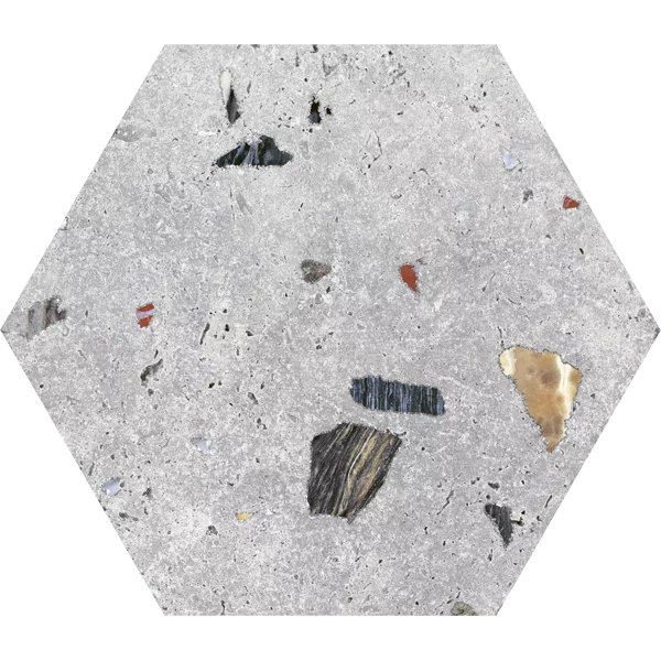carrelage hexagonal terrazzo Sonar Silver