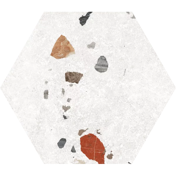 carrelage hexagonal terrazzo Sonar white
