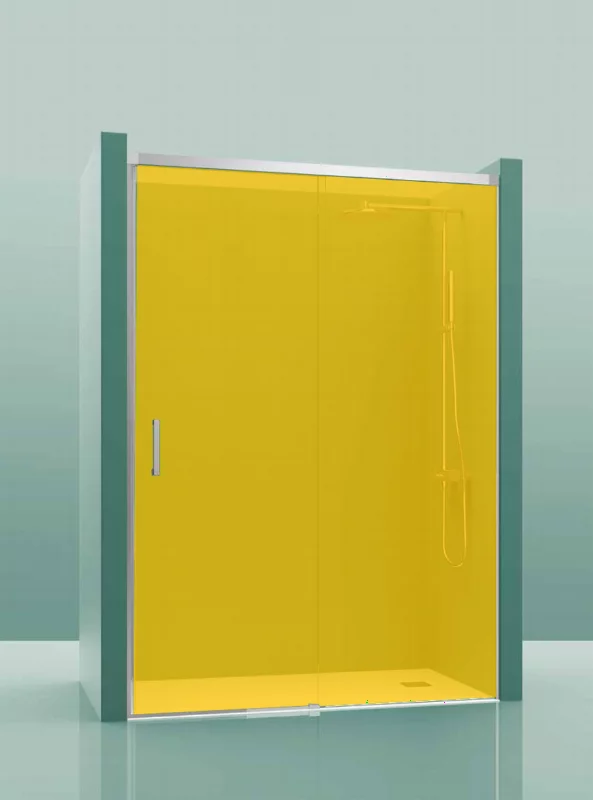 Paroi de douche COSMOS-100 - installation de 155 à 159cm - décor jaune