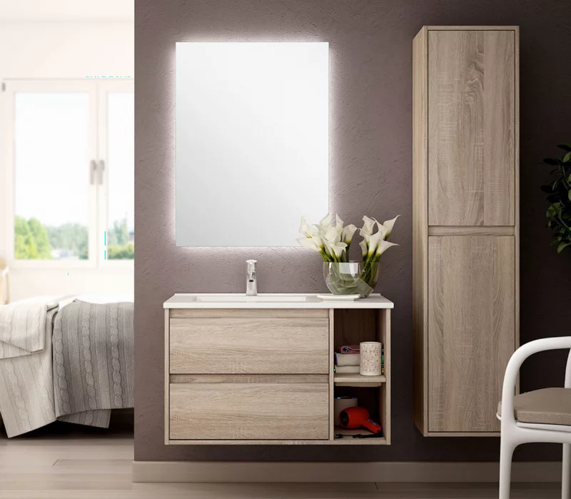 Ens. Meuble sdb Venus 80cm 2tir Cambrian