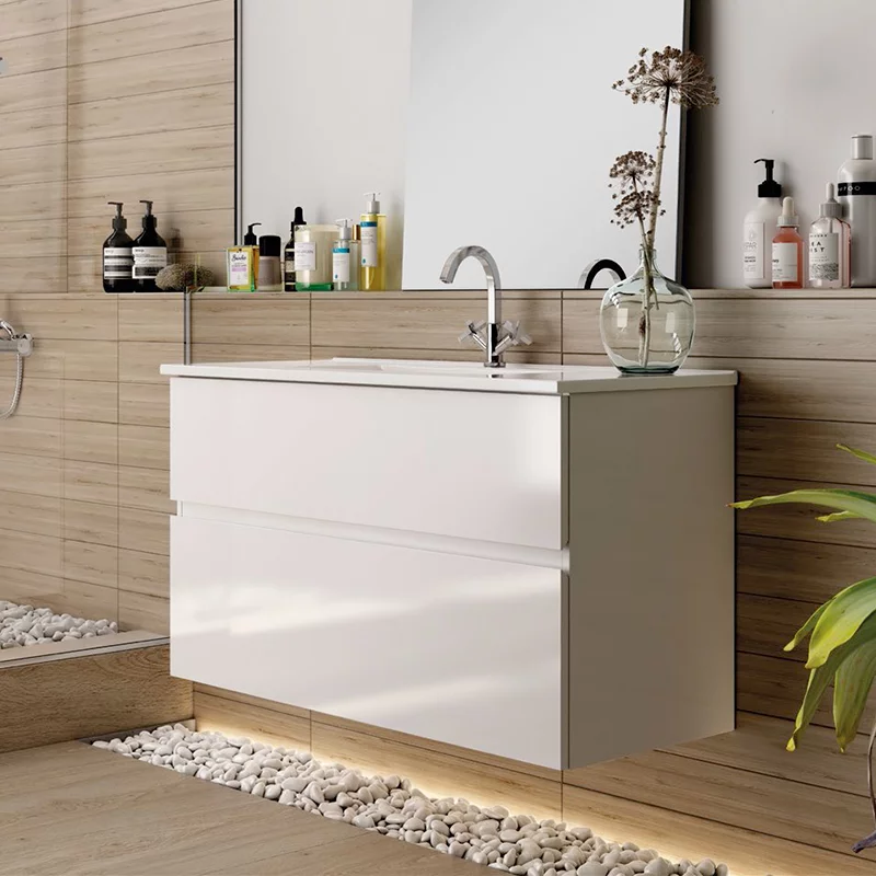 Ensemble Meuble vasque Niza AZ 100cm blanc brillant laqué
