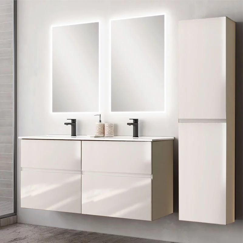 Ensemble Meuble vasque Niza AZ 120cm blanc brillant laqué