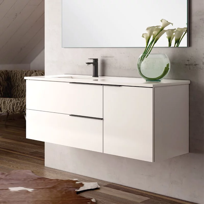 Ensemble Meuble vasque Black Capri 120cm laqué blanc brillant