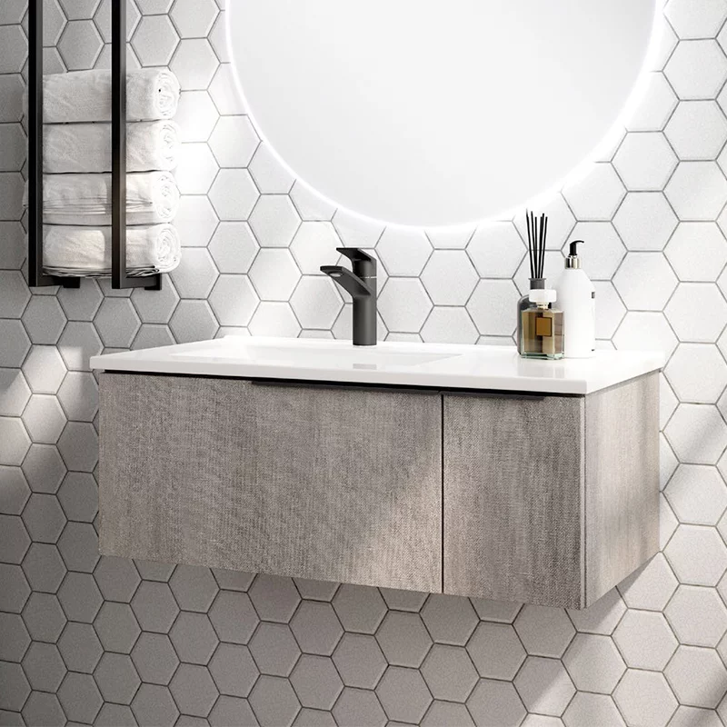 Ensemble Meuble vasque Black Helsinki 80cm stone rock