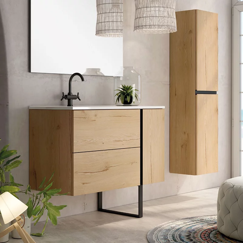 Ensemble Meuble vasque Black Onix 80cm Roble Collet sur pied