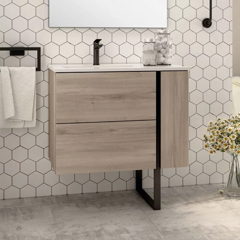 Ensemble Meuble vasque Black Onix 100cm Iron Oak sur pied